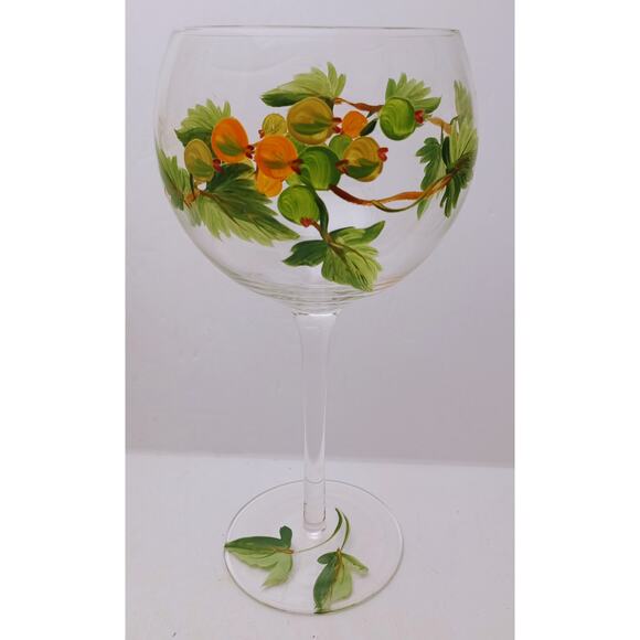 Hand Painted Grapes and Leaves Red Wine Glasses Set of 4 - Picture 3 of 6